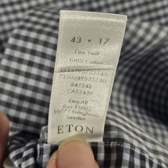 Eton‎ Shirt Mens XL Contemporary Blue Check Button Down Collared Preppy Career - Picture 3 of 11